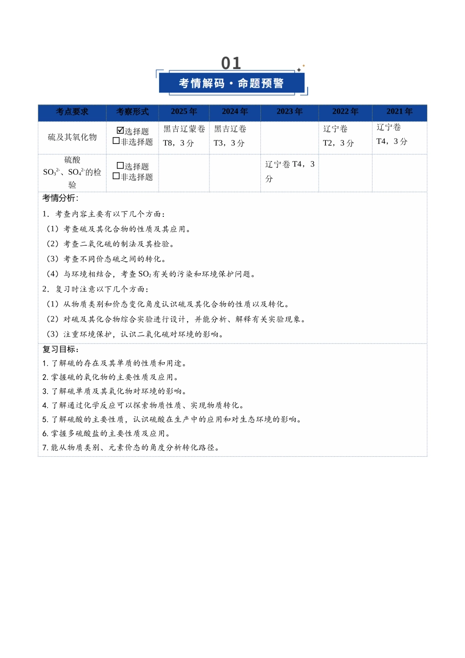 第02讲 硫及其重要化合物(复习讲义)(黑吉辽蒙专用)(教师版).docx_第2页