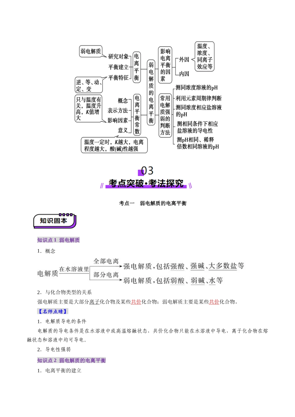 第01讲 电离平衡(讲义)(教师版).docx_第3页