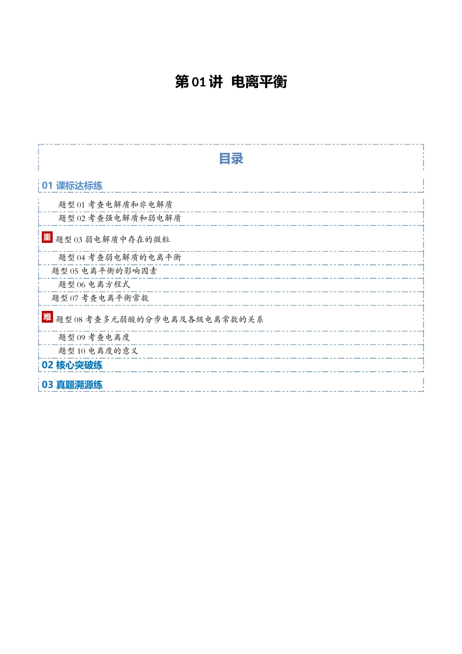 第01讲 电离平衡(专项训练)(福建专用)(教师版).docx_第1页