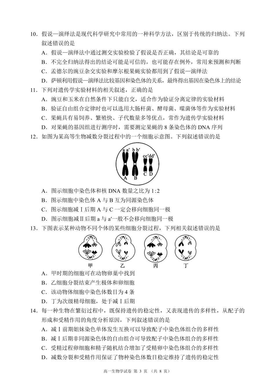 2025-2026学年高一下学期期中考试生物_副本.pdf_第3页