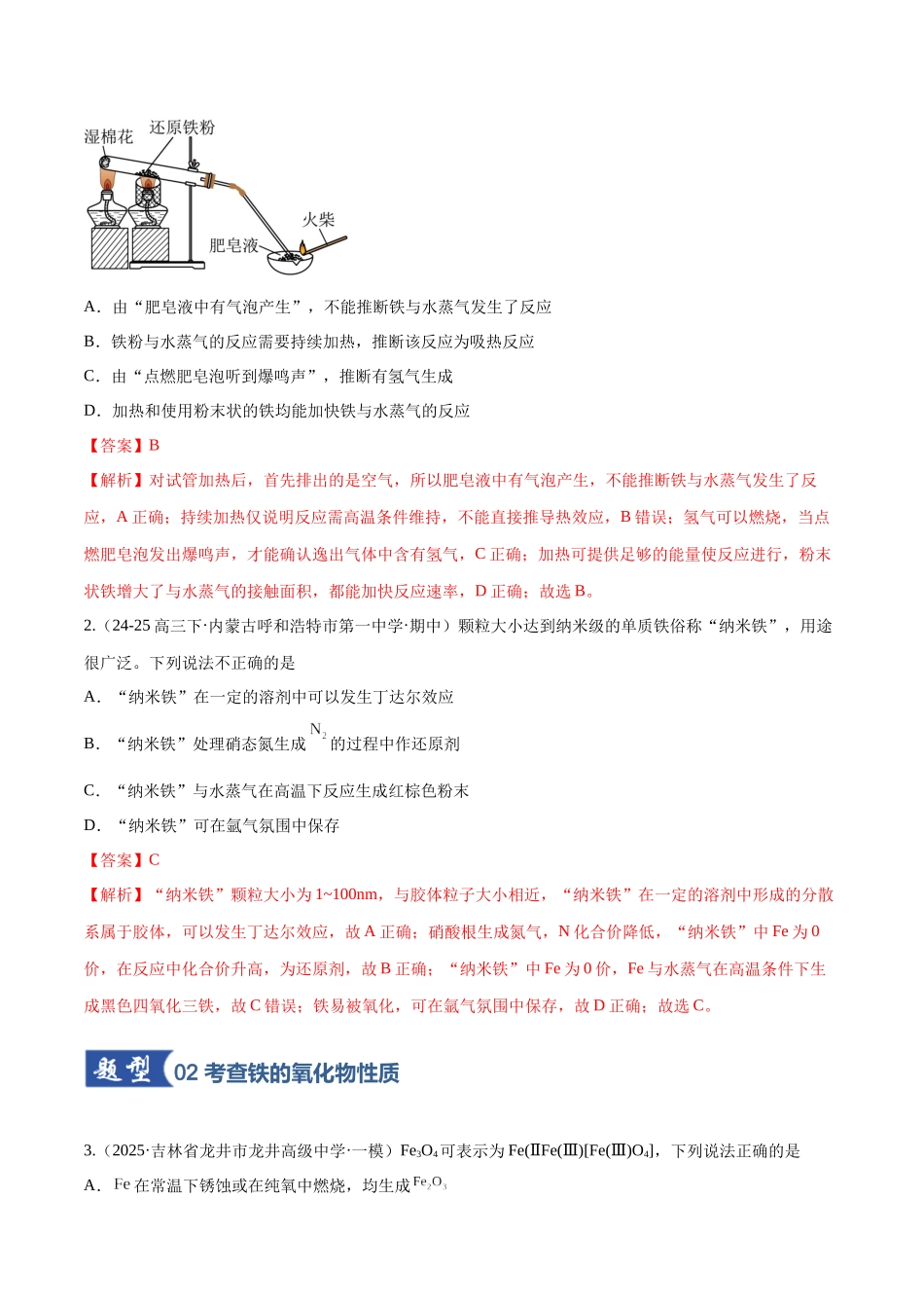 第02讲 铁及其重要化合物(专项训练)(黑吉辽蒙专用)(教师版).docx_第2页
