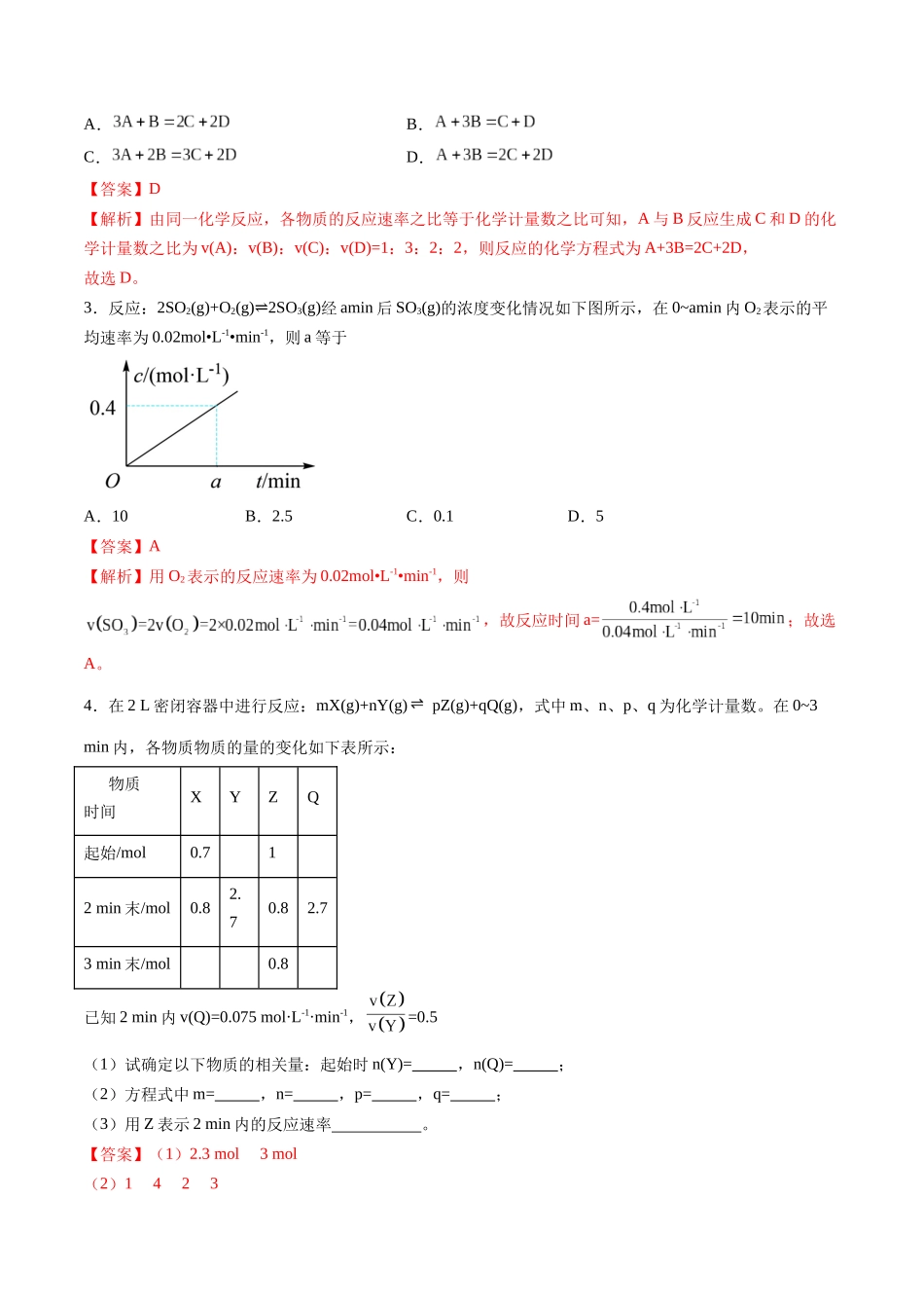 第01讲 化学反应速率及其影响因素(专项训练)(福建专用)(教师版).docx_第2页