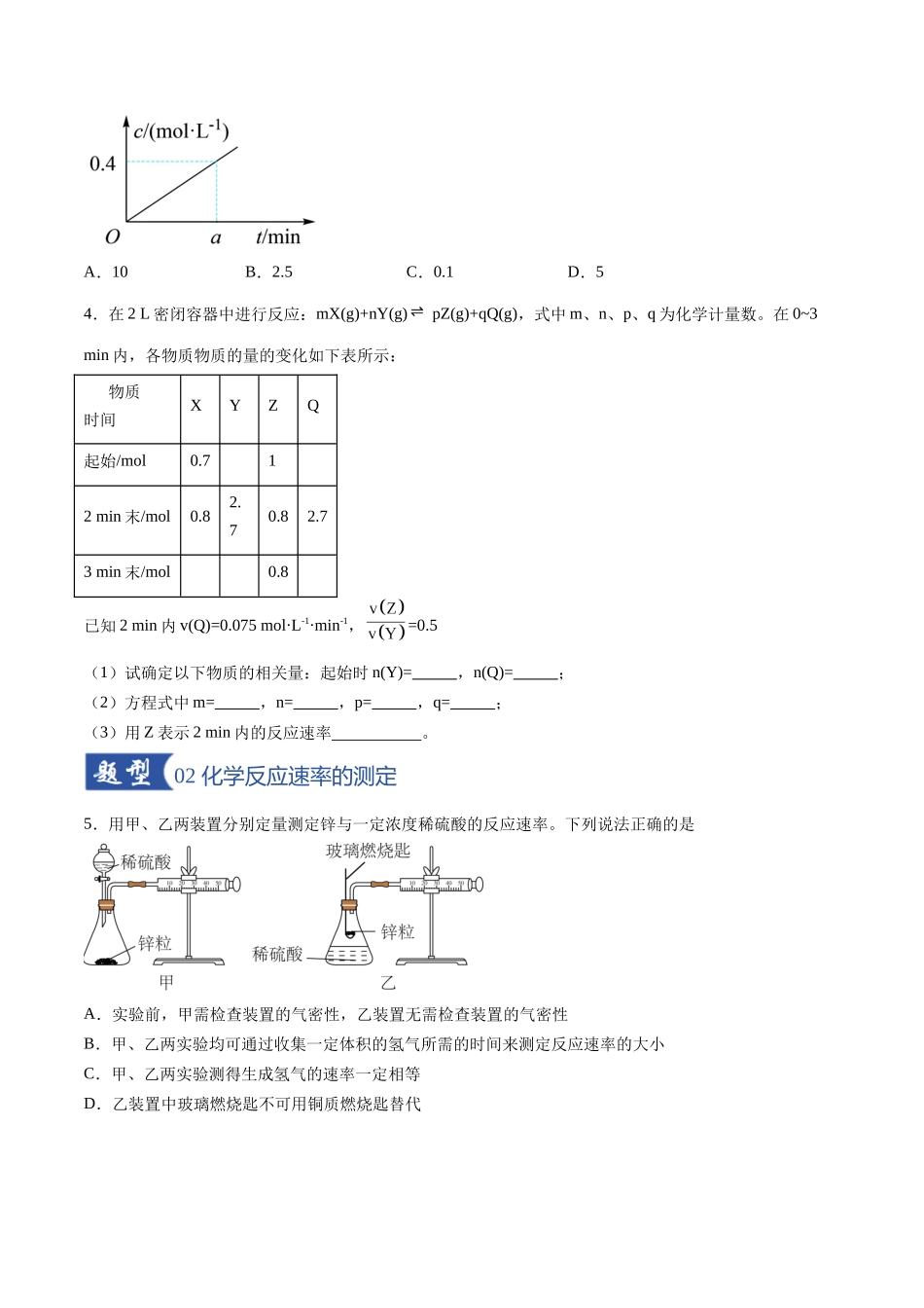 第01讲 化学反应速率及其影响因素(专项训练)(福建专用)(学生版).docx_第2页