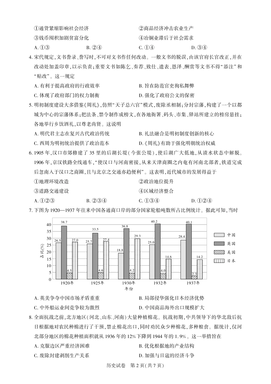 2026届高三5月高考模拟训练历史.pdf_第2页