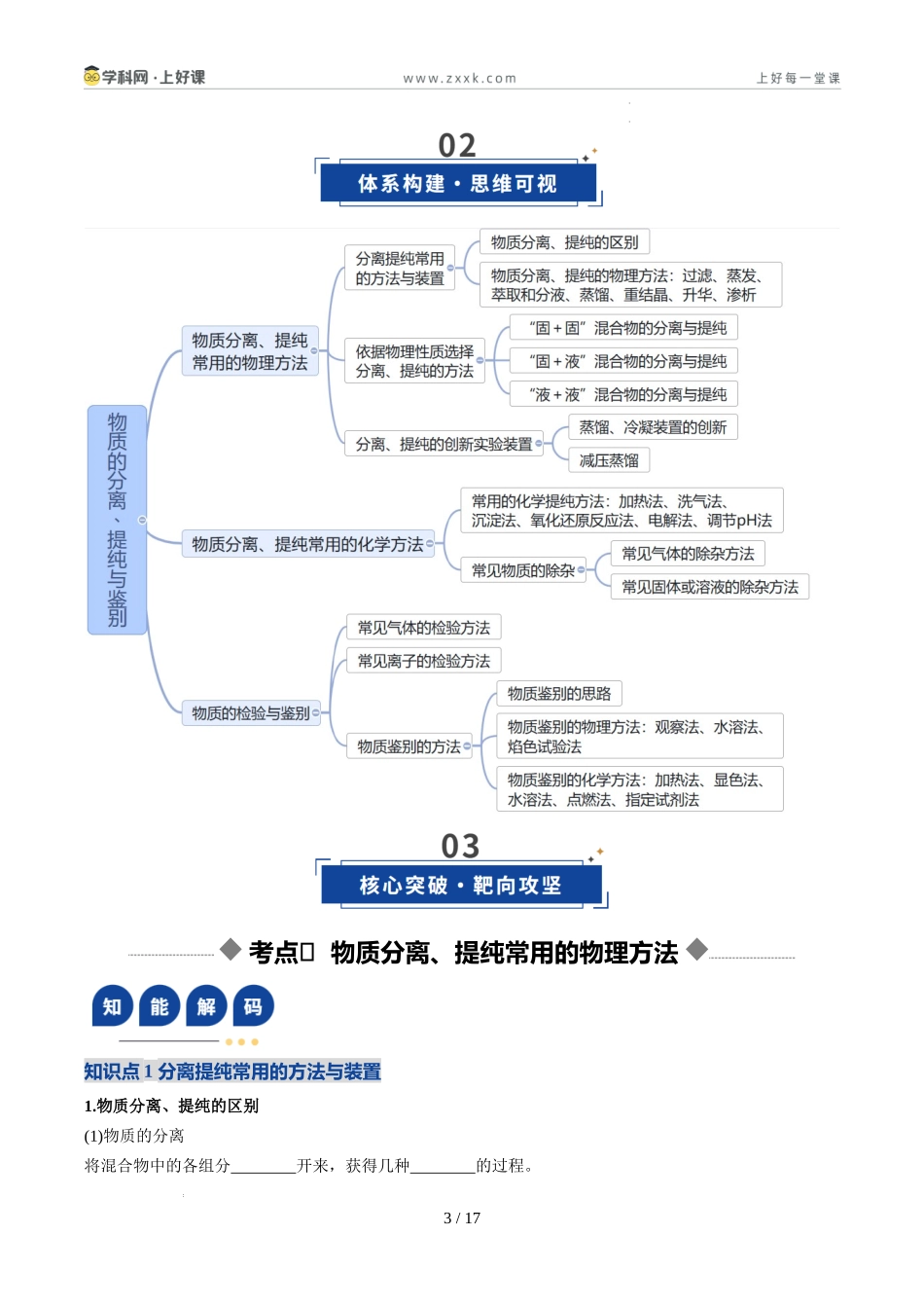 第02讲 物质的分离、提纯和检验(复习讲义)(安徽专用)(学生版).docx_第3页