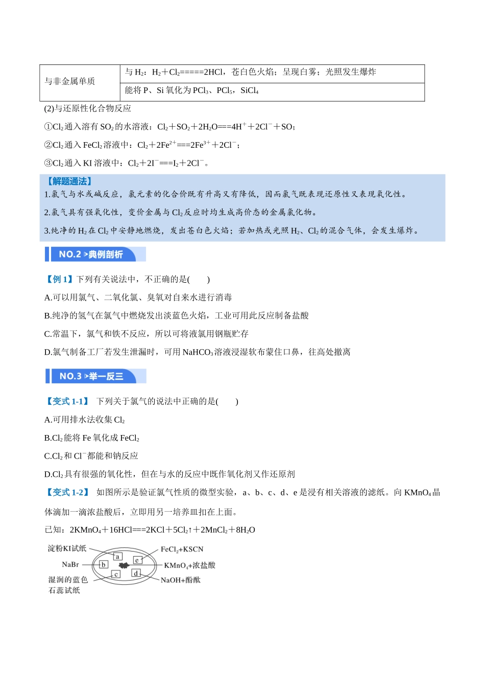 第01讲 氯及其重要化合物(举一反三讲义)(学生版).docx_第2页