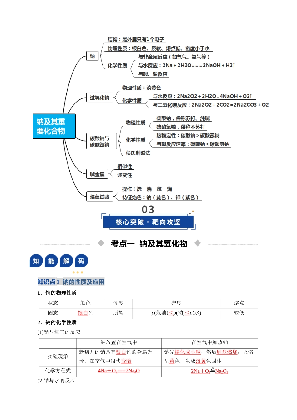 第01讲 钠及其重要化合物(复习讲义)(教师版).docx_第3页