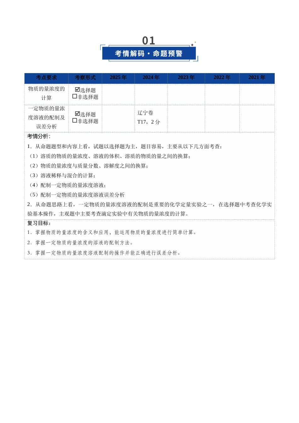 第02讲 物质的量浓度（复习讲义）（黑吉辽蒙专用）（学生版）.docx_第2页
