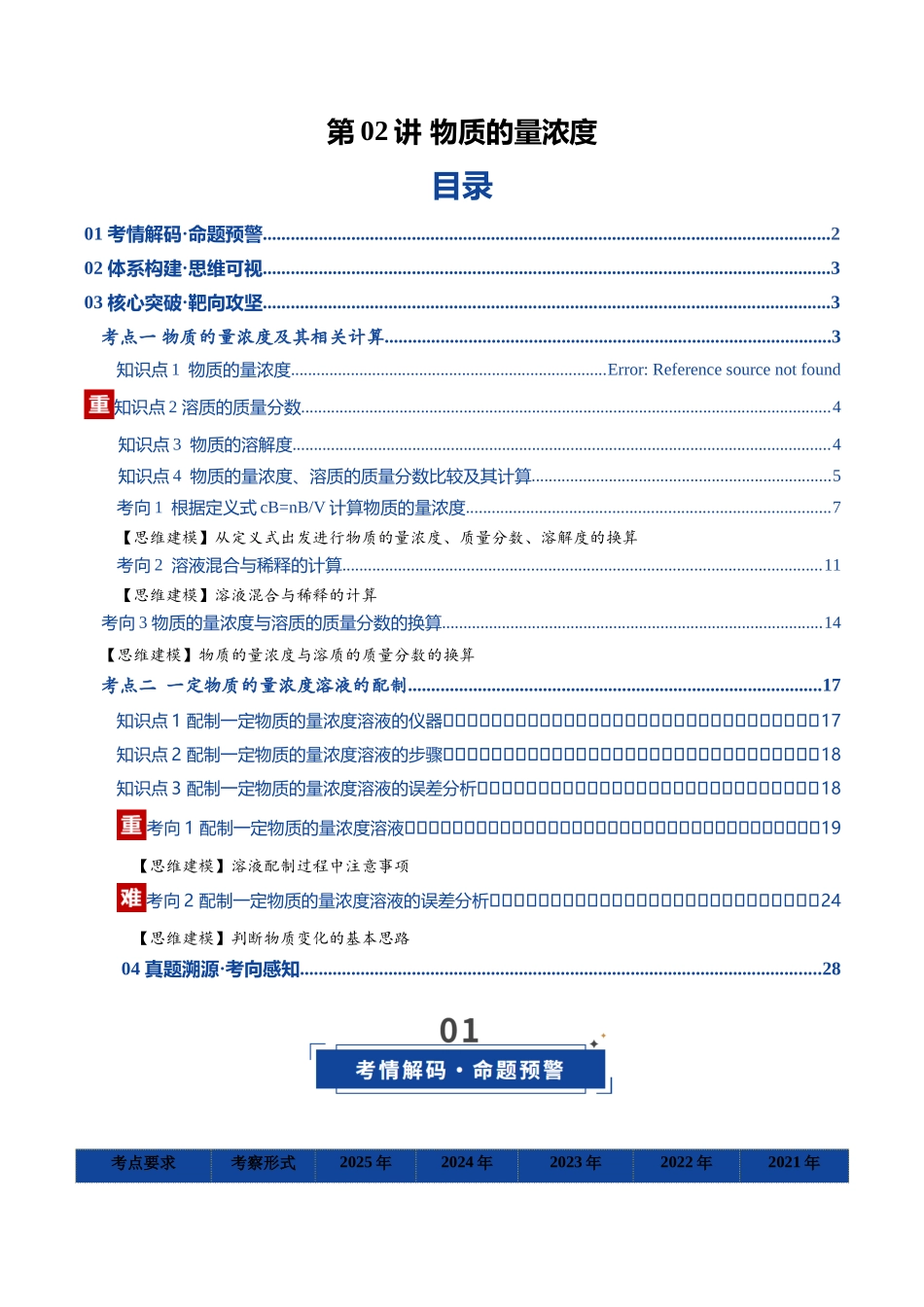 第02讲 物质的量浓度(复习讲义)(湖南专用)(教师版).docx_第1页