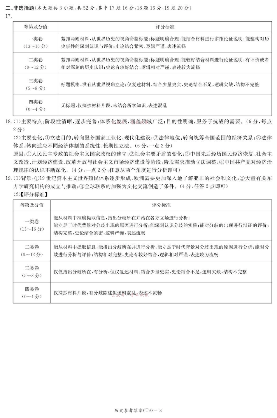 2026届高三第二次模拟考试历史答案.pdf_第3页