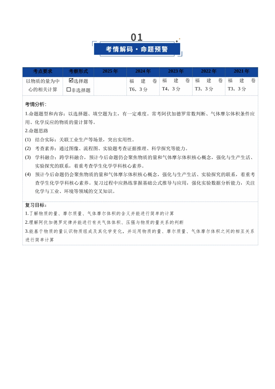 第01讲 物质的量 气体摩尔体积(复习讲义)(教师版).docx_第2页