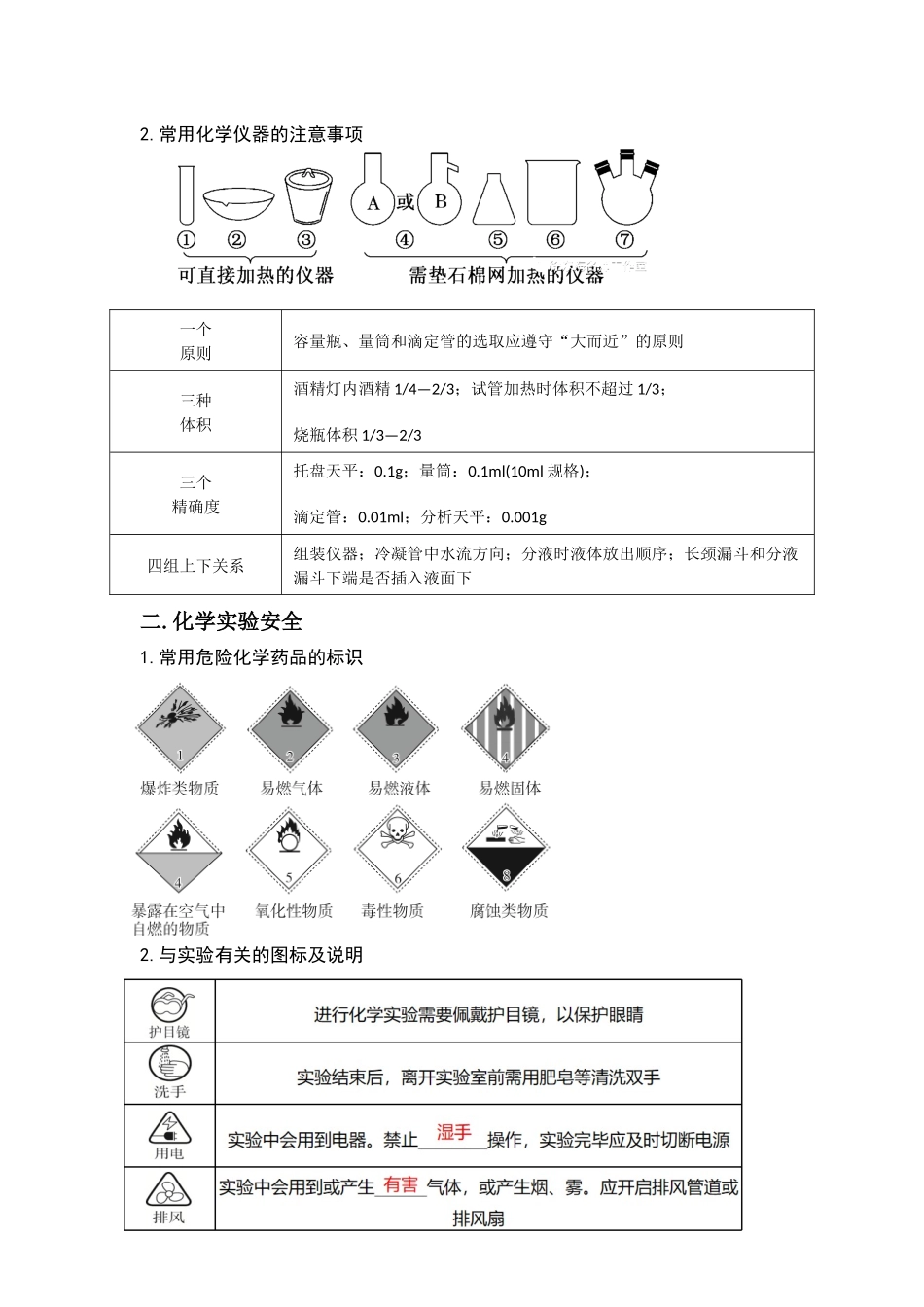 化学二轮复习 专题实验仪器、实验安全 讲义.docx_第2页
