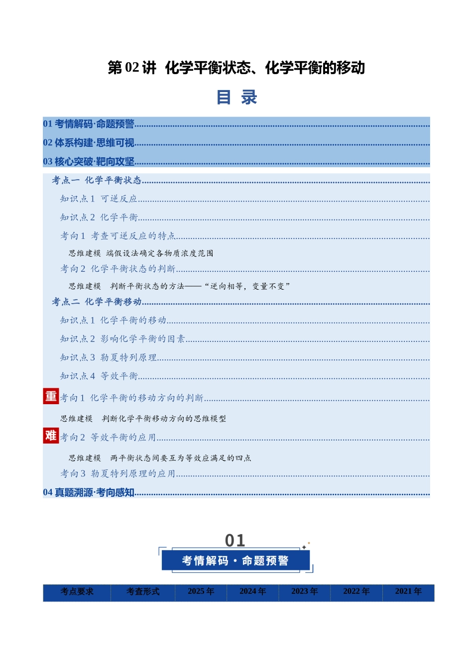 第02讲 化学平衡状态、化学平衡的移动(复习讲义)(福建专用)(教师版).docx_第1页