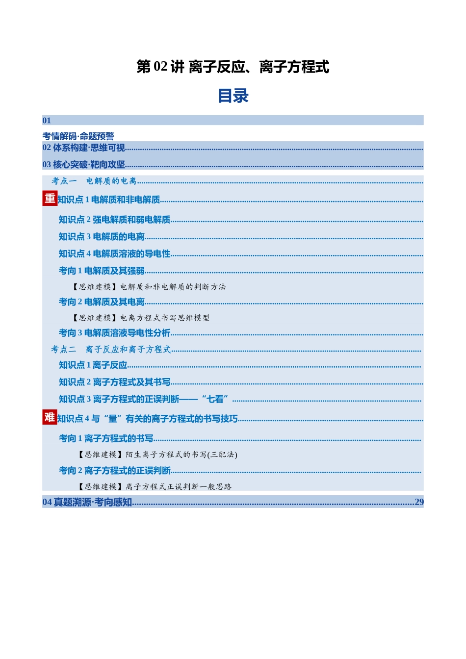 第02讲 离子反应、离子方程式(复习讲义)(全国通用)(教师版).docx_第1页