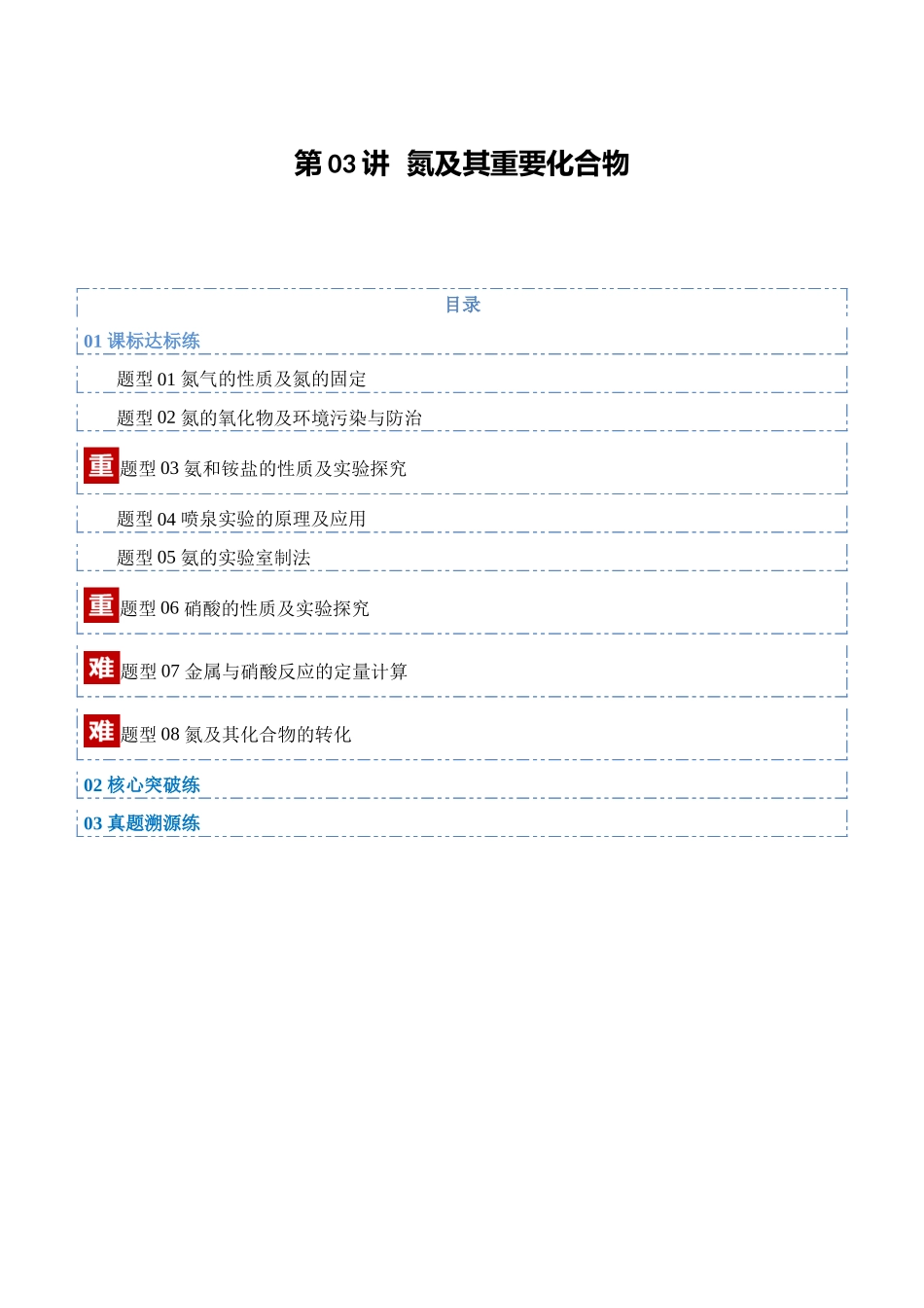 第03讲 氮及其重要化合物(专项训练)(四川专用)(教师版).docx_第1页