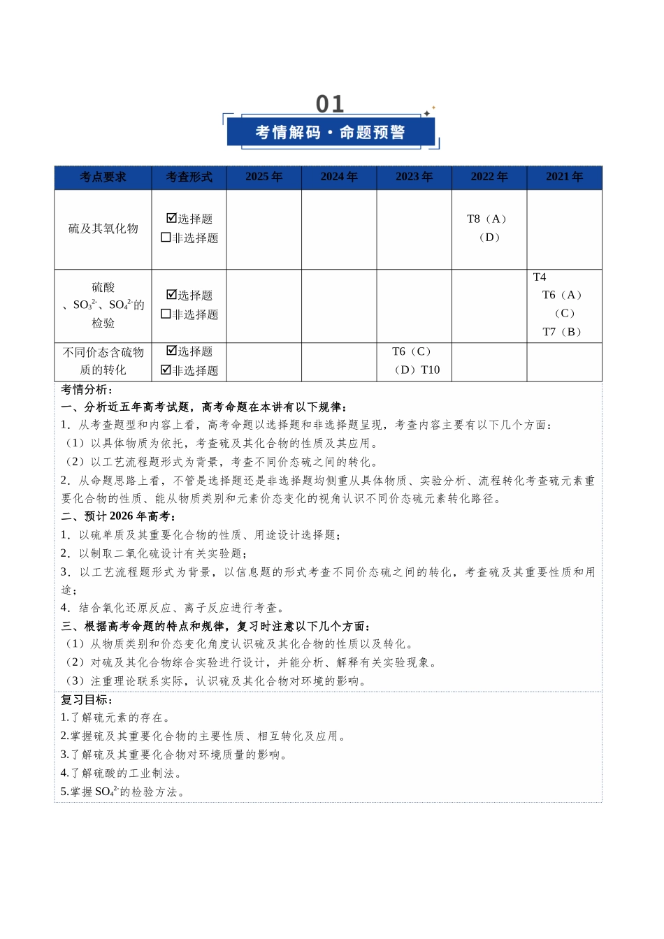 第02讲 硫及其重要化合物（复习讲义）（福建专用）（学生版）.docx_第2页