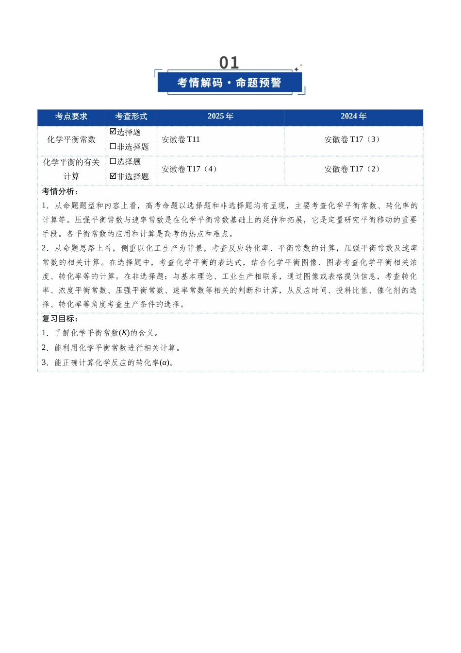第03讲 化学平衡常数及其相关计算(复习讲义)(安徽专用)(学生版).docx_第2页