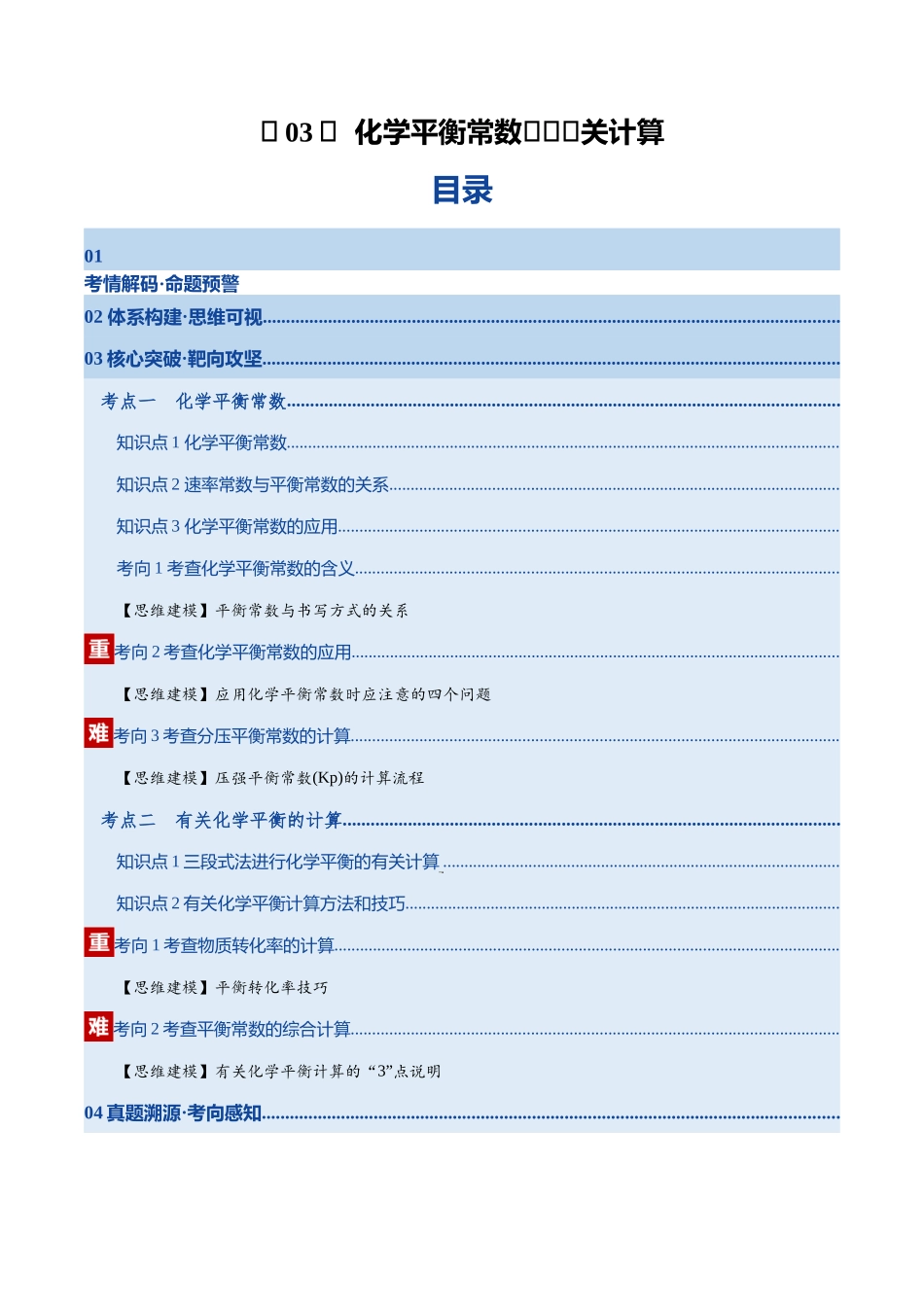 第03讲 化学平衡常数及其相关计算(复习讲义)(湖南专用)(教师版).docx_第1页