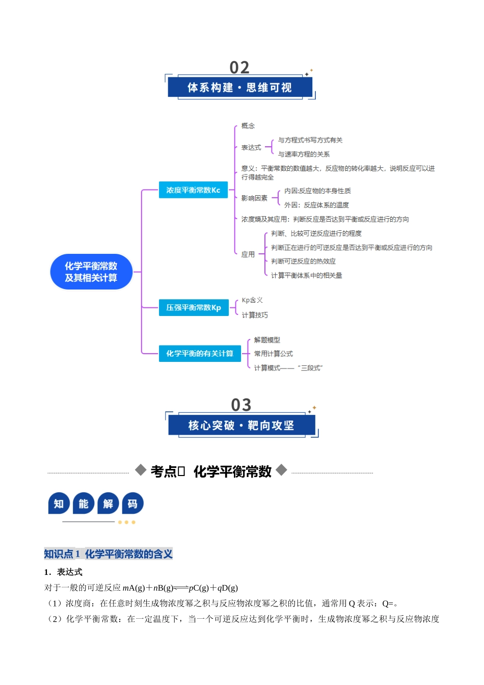 第03讲 化学平衡常数及其相关计算(复习讲义)(四川专用)(教师版).docx_第3页