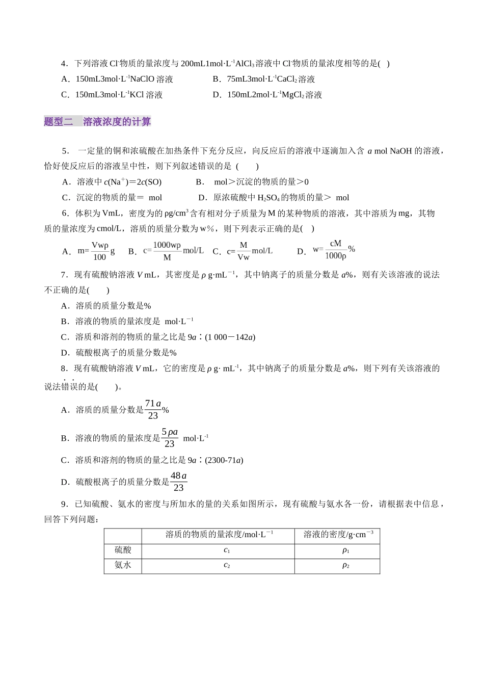 第02讲 物质的量浓度(练习)(学生版).docx_第2页