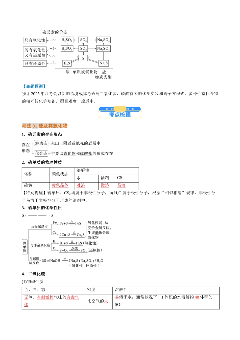 考点14 硫及其化合物(核心考点精讲精练)-(新高考通用)(教师版).docx_第2页