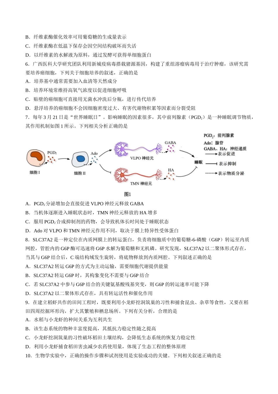广西桂林市普通高中2026届高三毕业年级第一次适应性模拟考试生物学试题答案.docx_第2页