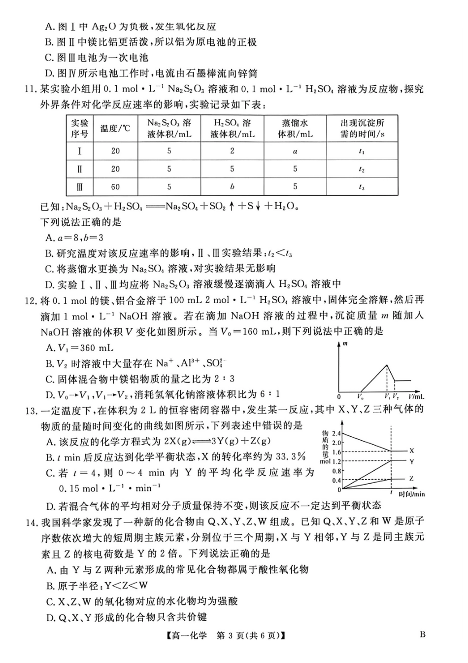 河南南阳市新未来联考2025-2026学年高一下学期4月期中测评化学试题_副本.pdf_第3页
