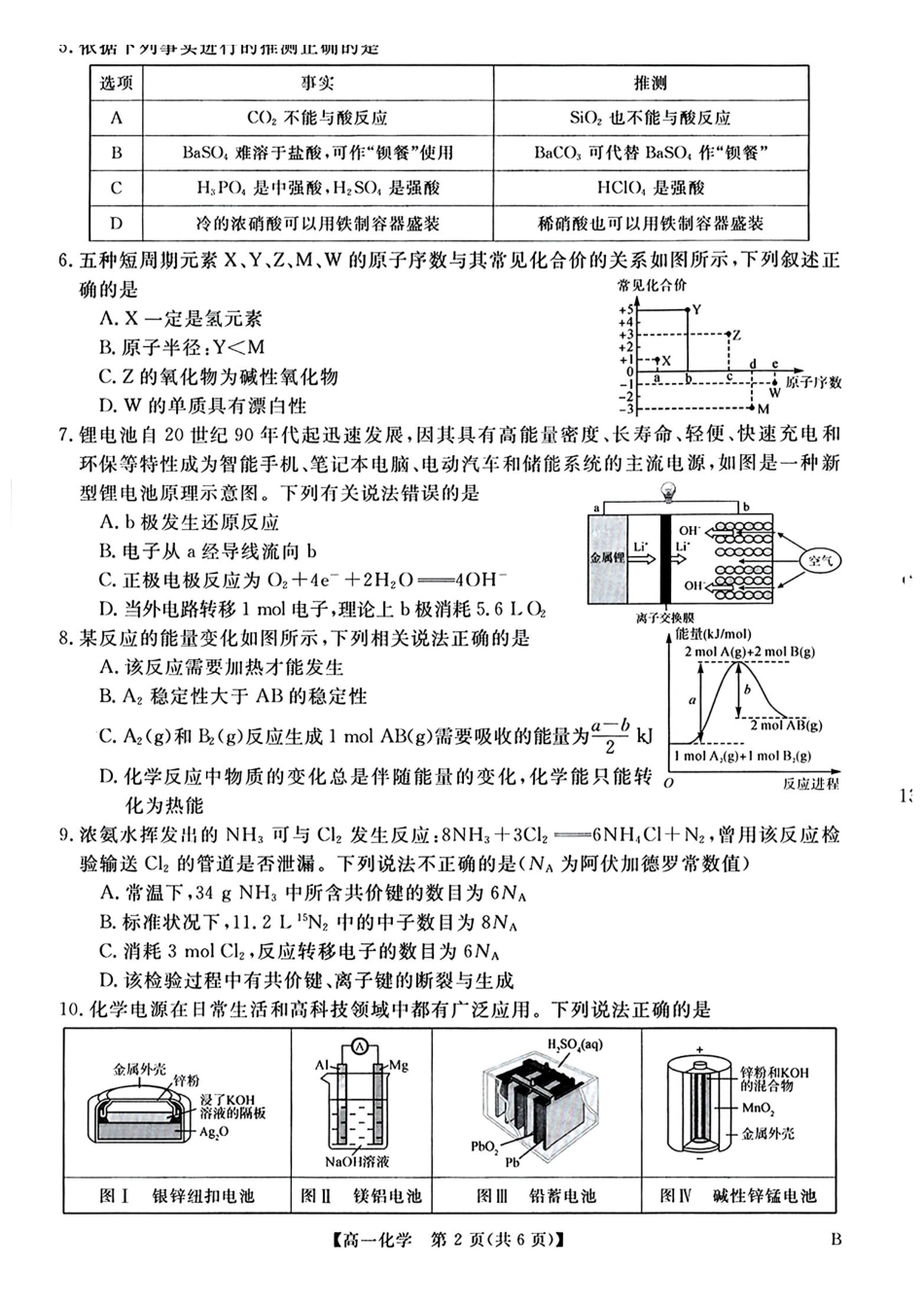河南南阳市新未来联考2025-2026学年高一下学期4月期中测评化学试题含答案_副本.pdf_第2页