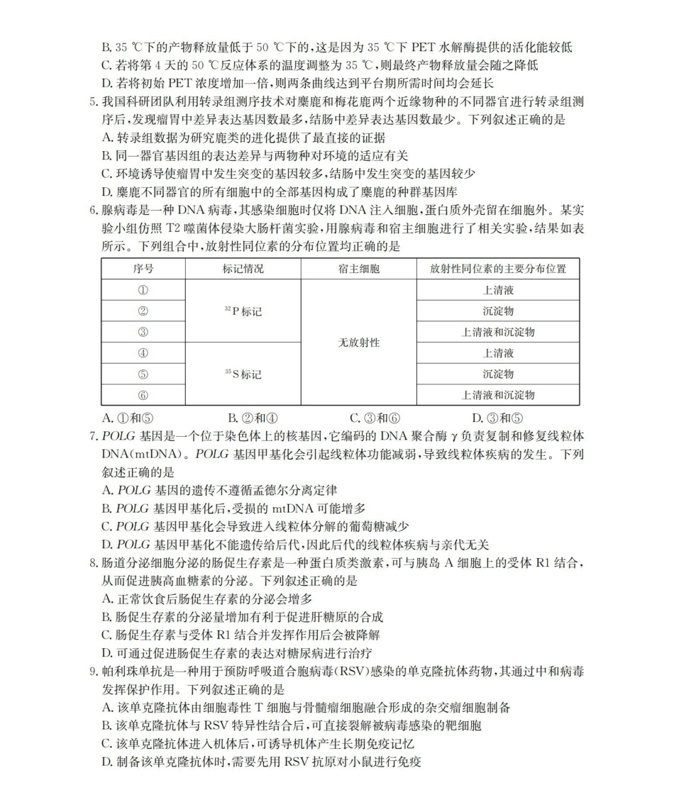 葫芦岛市县2026届高三下学期期中考试生物.pdf_第2页