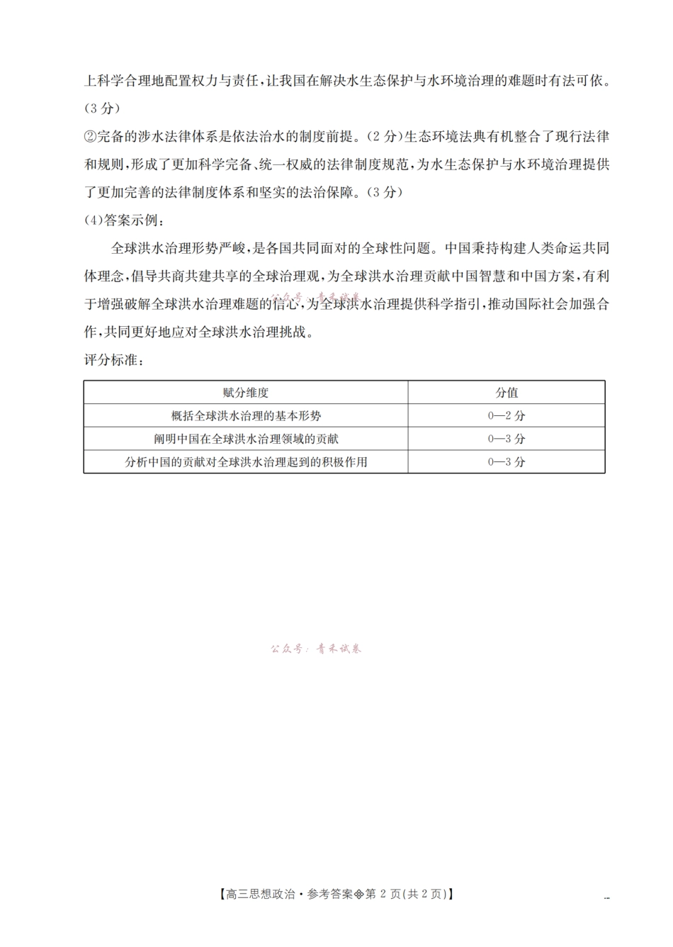 葫芦岛市县2026届高三下学期期中考试政治答案.pdf_第2页