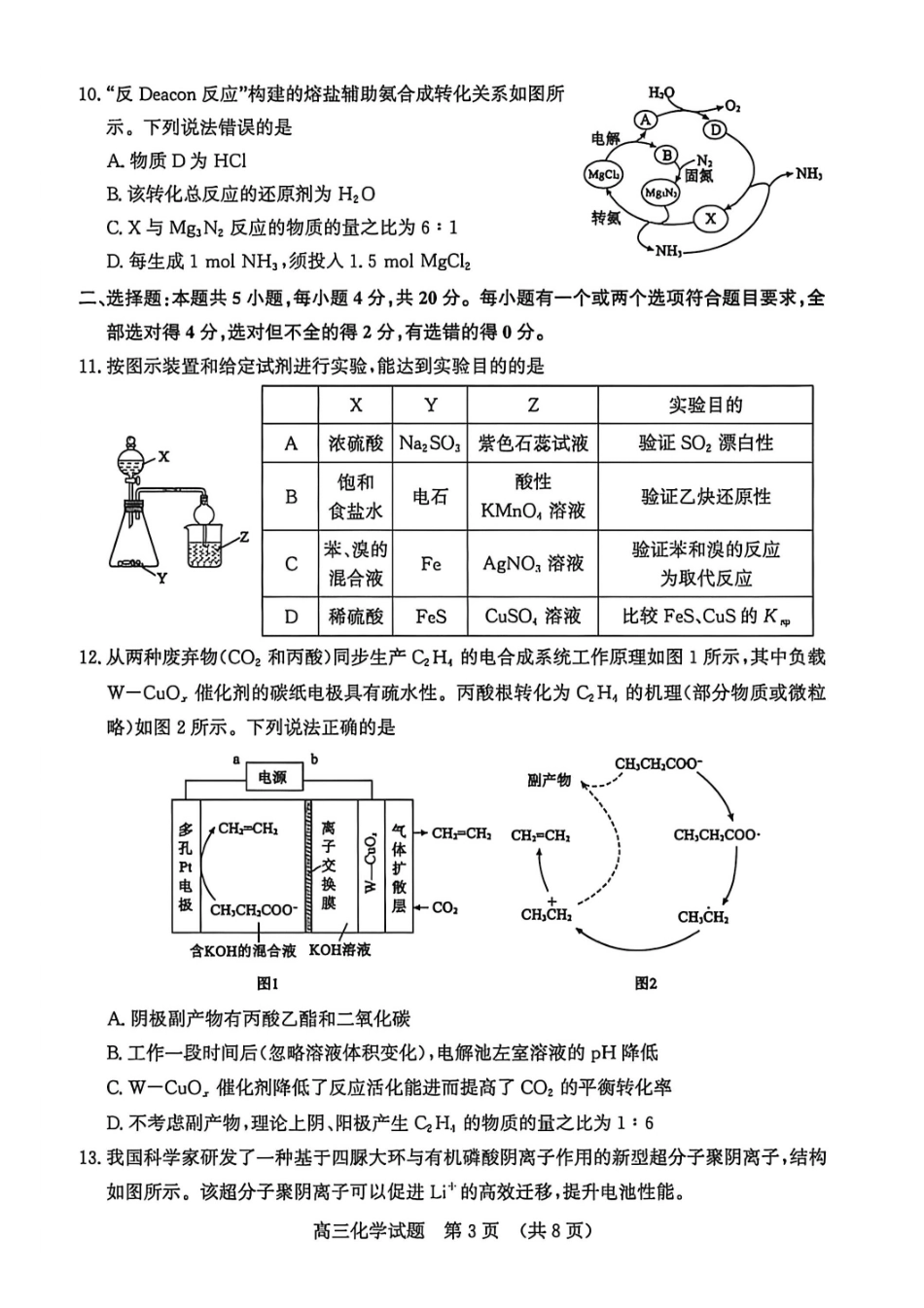 化学山东济南市2026届高三年级针对性训练(济南高三三模)(5.13-5.15).pdf_第3页