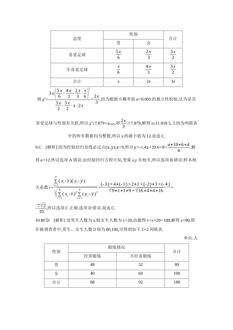 全品高考备战2027年数学一轮备用题库03第59讲成对数据的统计分析【答案】作业手册.docx_第2页
