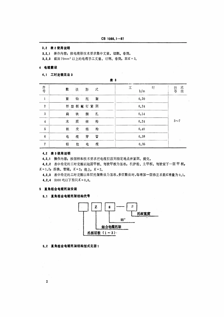 CB 1066.1-1987 造船电气设备工时定额 动力照明设备安装.pdf_第3页