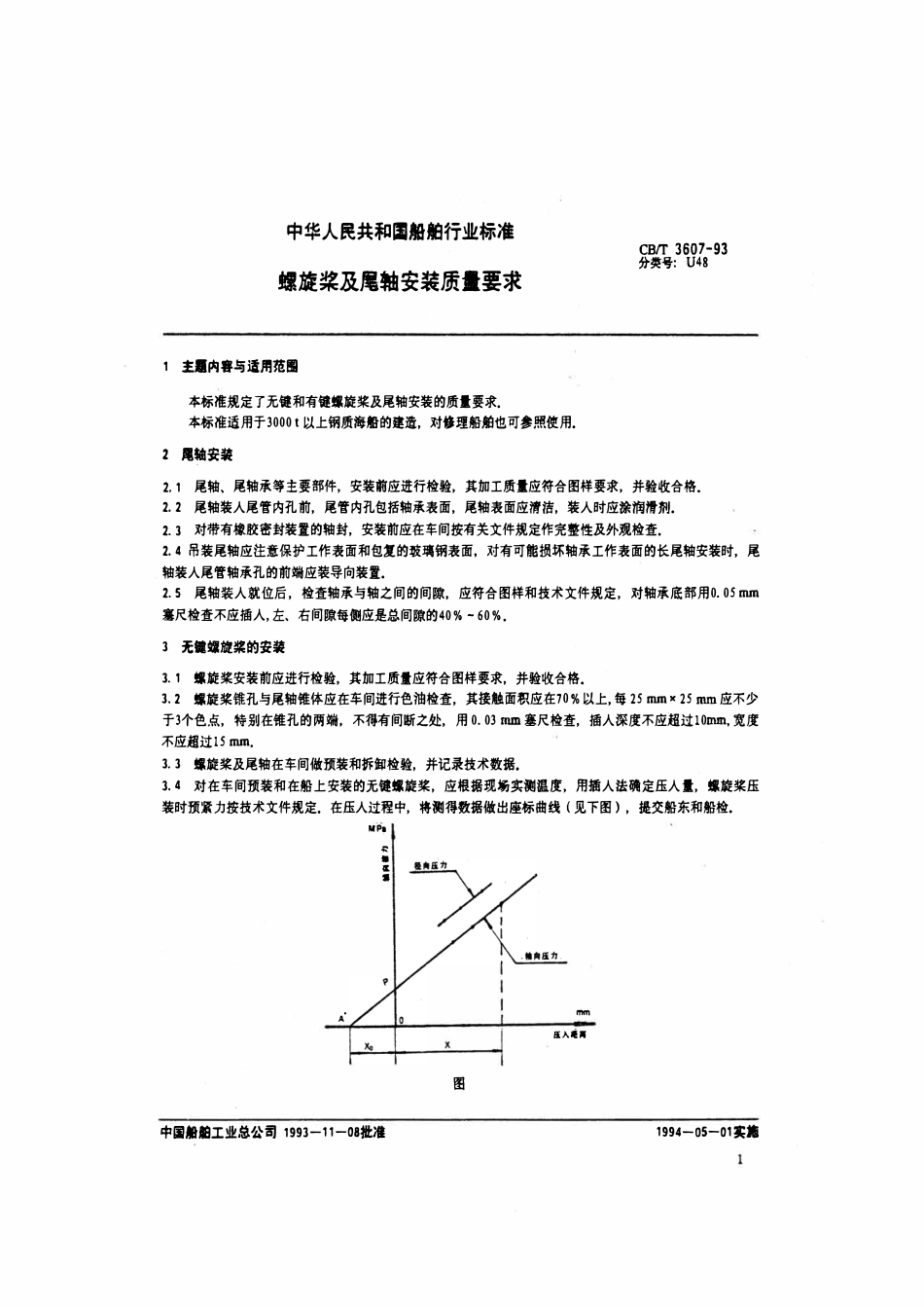 CBT 3607-1993 螺旋桨及尾轴安装质量要求.pdf_第2页