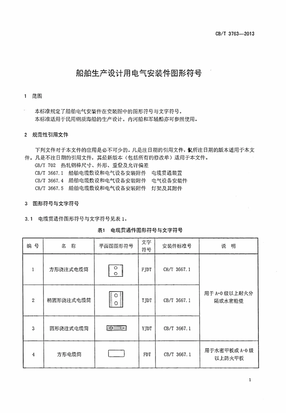 CBT 3763-2013 船舶生产设计用电气安装件图形符号.pdf_第3页