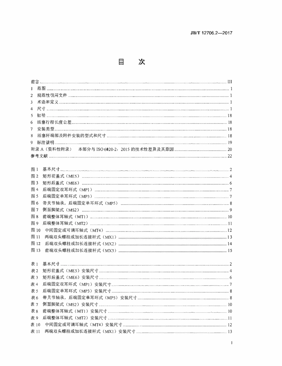 JBT 12706.2-2017 液压传动 16 MPa系列单杆缸的安装尺寸 第2部分：缸径25 mm～220 mm紧凑型系列.pdf_第2页