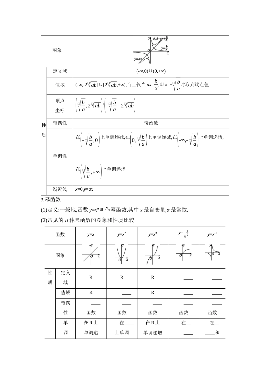 全品高考备战2027年数学一轮学生用书07第10讲幂函数、对勾函数与一次分式函数【正文】听课手册.docx_第2页