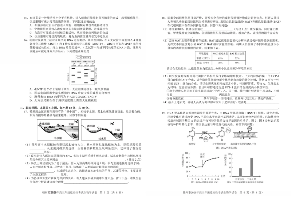 生物江西赣州市2026年高三年级5月适应性考试(赣州高三二模)((5.7-5.9).pdf_第3页