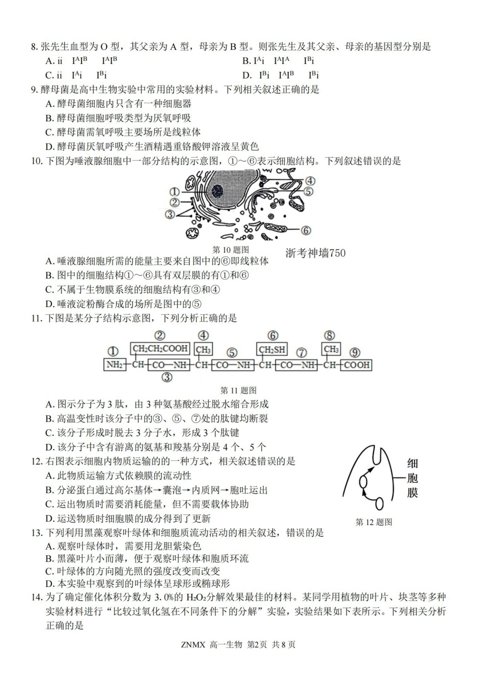 生物卷-2603高一浙南名校.pdf_第2页