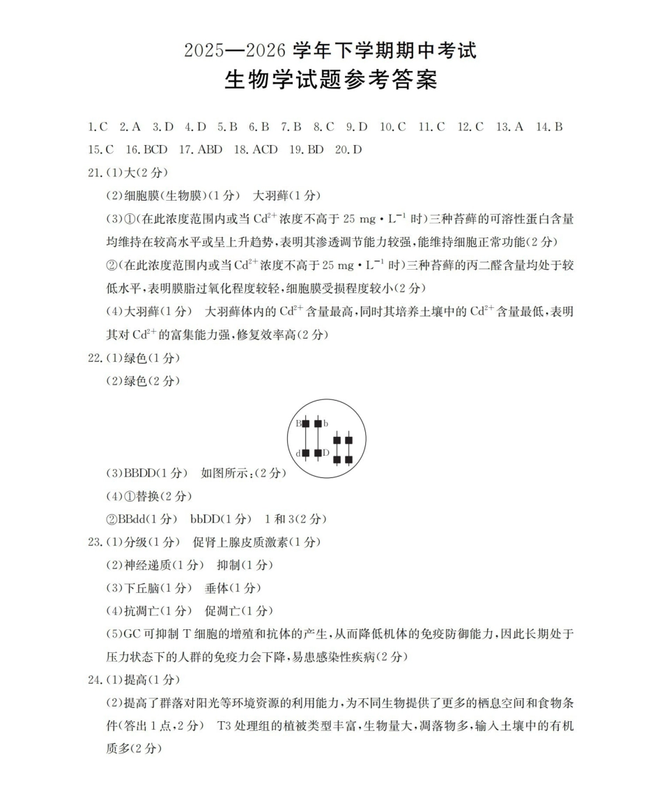 生物辽宁葫芦岛市葫芦岛市县(金太阳联考)2025-2026学年2026届高三年级下学期期中考试（4月下旬）(1).pdf_第1页