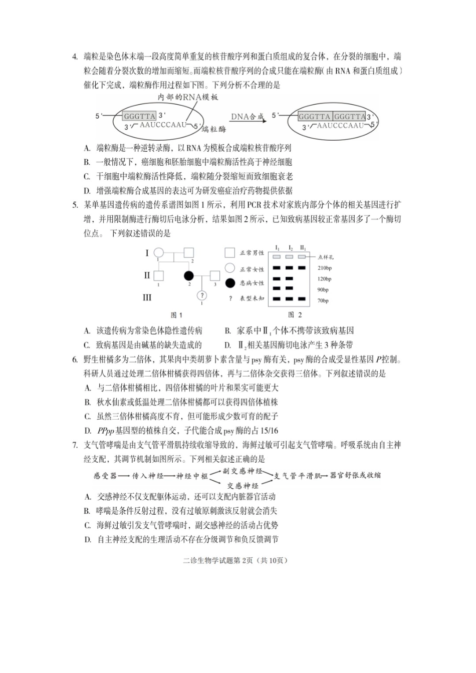 生物四川遂宁市2026届高三年级二诊考试(遂宁高三二诊)(4.26-4.28).docx_第2页