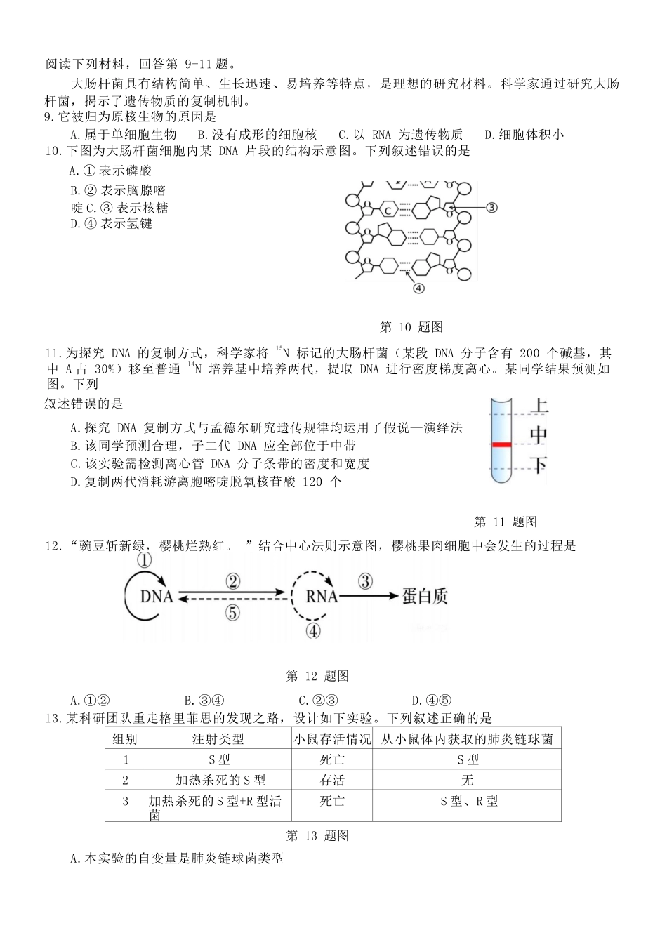 生物浙江温州市2025学年第二学期温州新力量联盟高一年级期中联考(4.22-4.24).docx_第2页