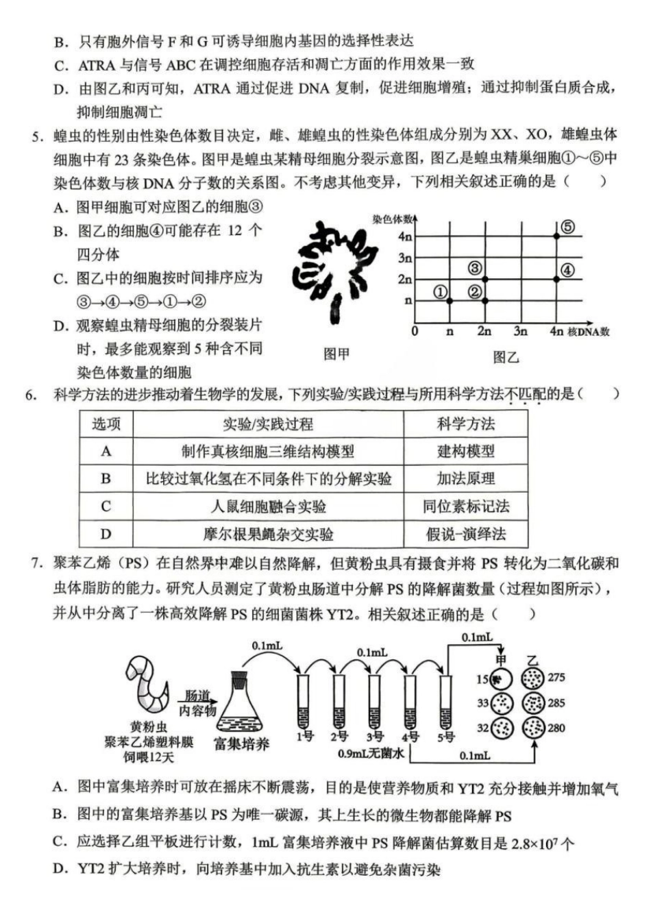 生物重庆市西南大学附中高2026届高三年级5月高考全真模拟考试试题(5.1-5.3).pdf_第2页
