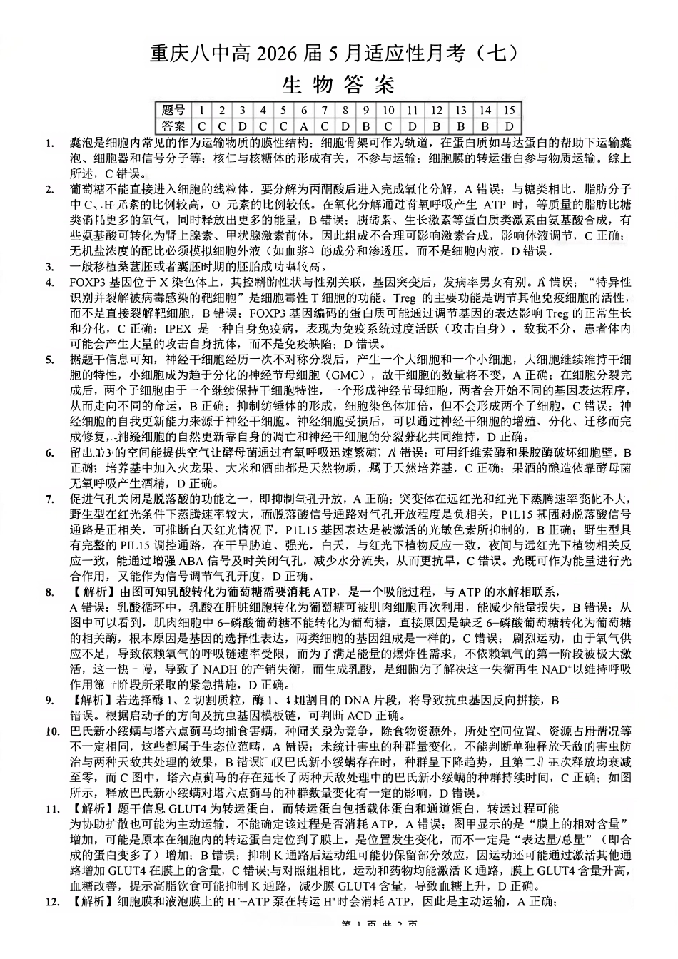 生物重庆市重庆八中高2026届高三年级5月适应性月考(七)(5.10-5.12).pdf_第1页