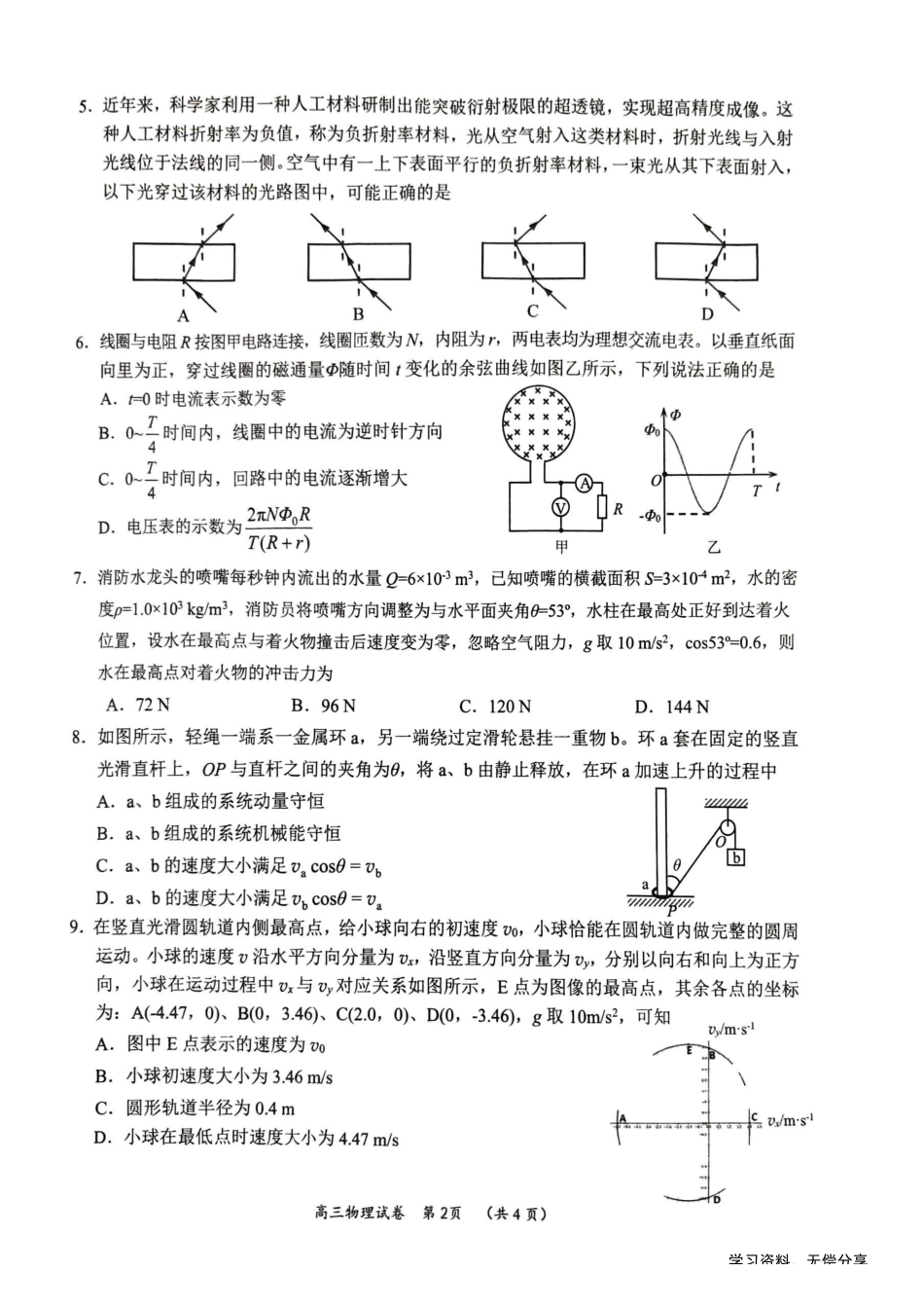物理-广西壮族自治区柳州市2026届高三年级高考适应性考试(1).pdf_第2页