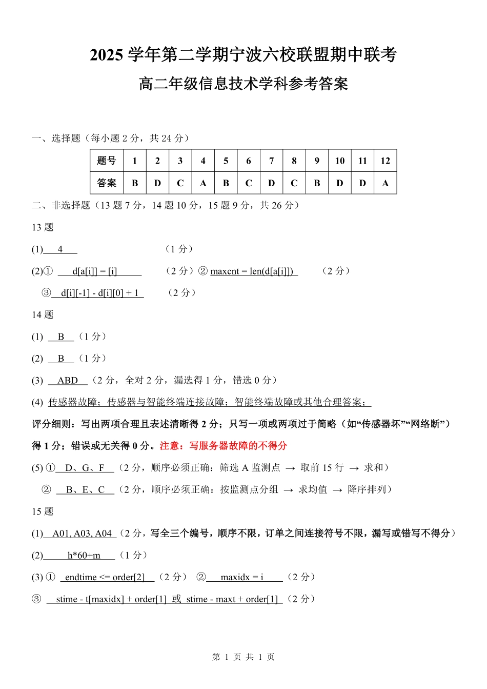 信息技术浙江宁波市2025学年第二学期宁波六校联盟高二年级学科期中联考(4.22-4.24).pdf_第1页
