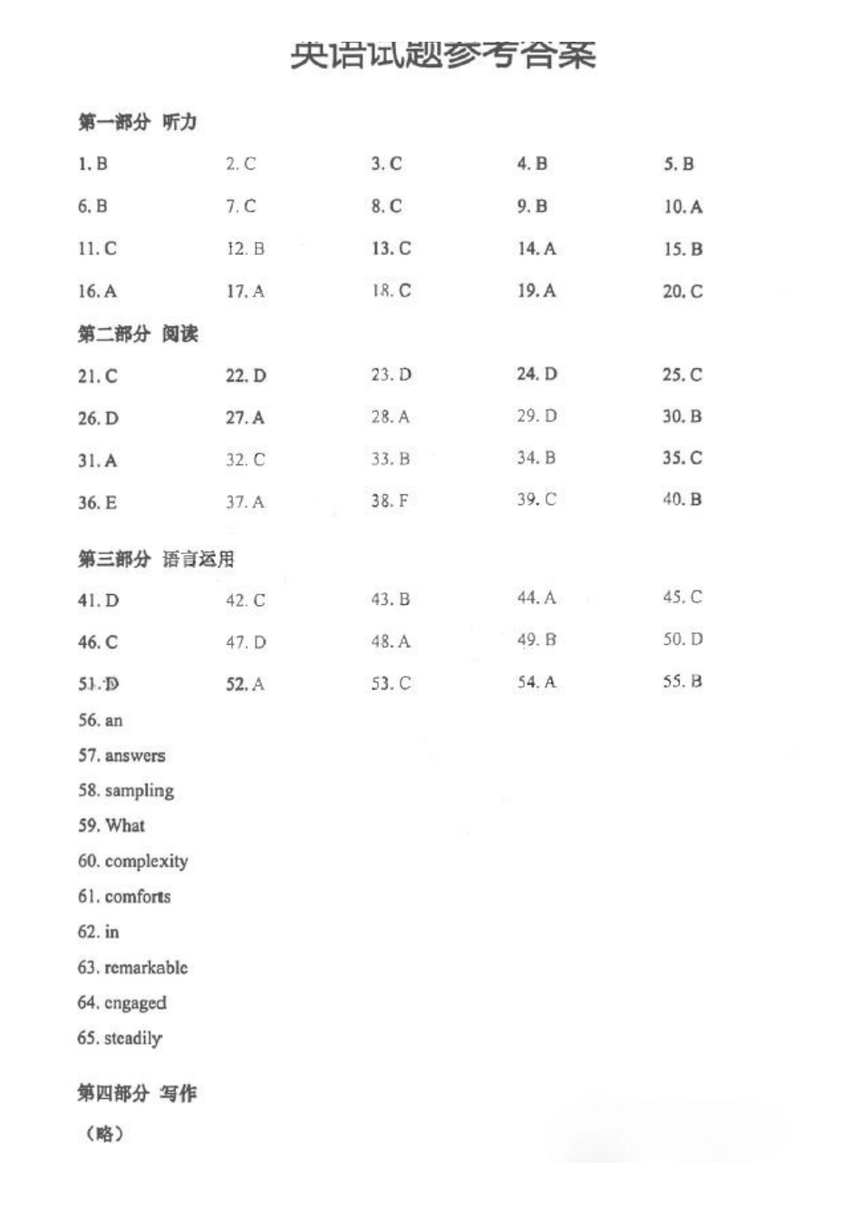 英语参考答案山东烟台市2025年5月高三年级高考适应性测试(烟台高三二模)(5.6-5.8).pdf_第1页