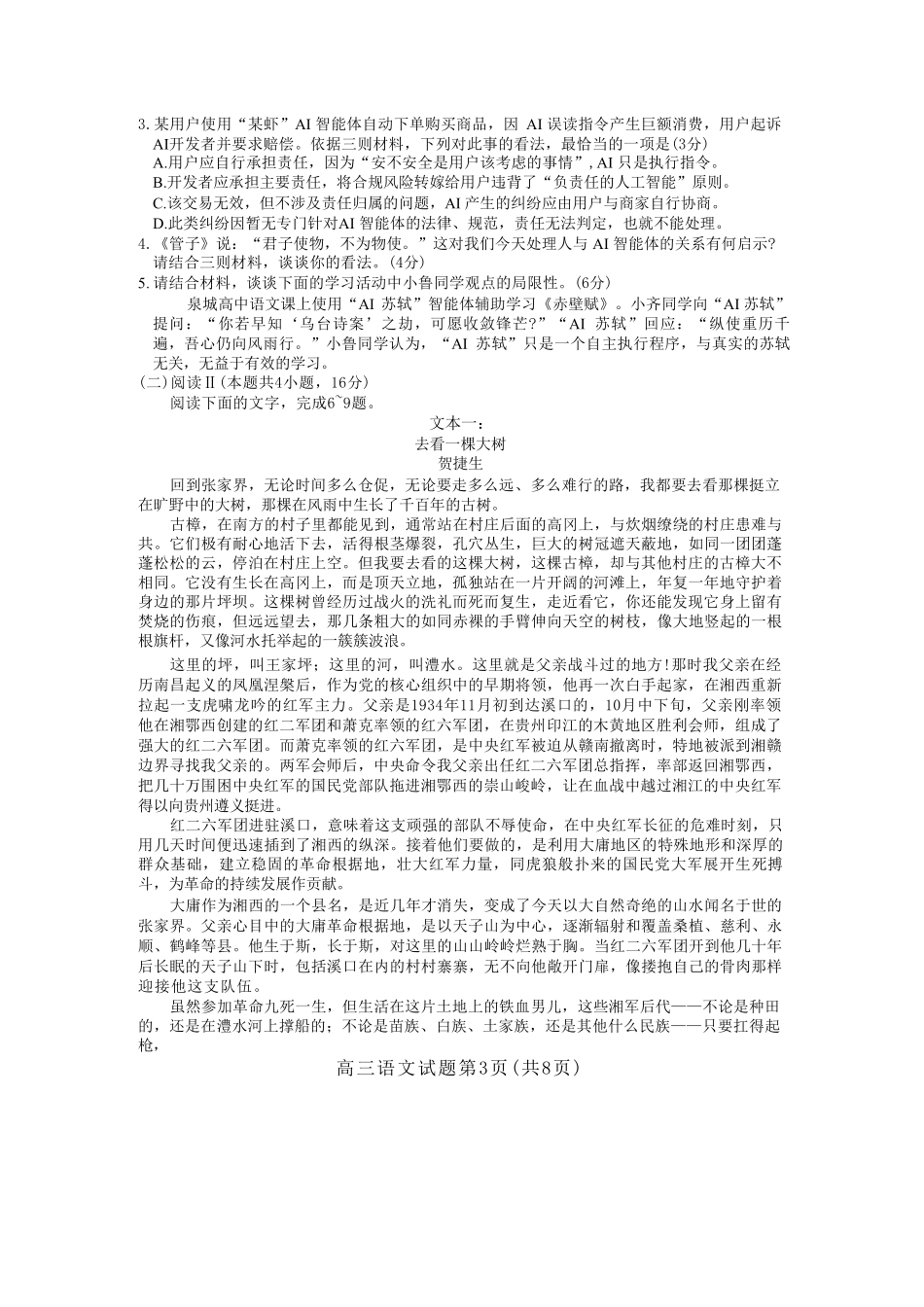 语文山东济南市2026届高三年级针对性训练(济南高三三模)(5.13-5.15).pdf_第3页