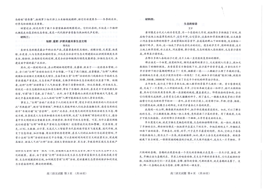 语文山东泰安市2026年5月高三年级三轮检测（泰安高三三模）（5.7-5.9）.pdf_第2页