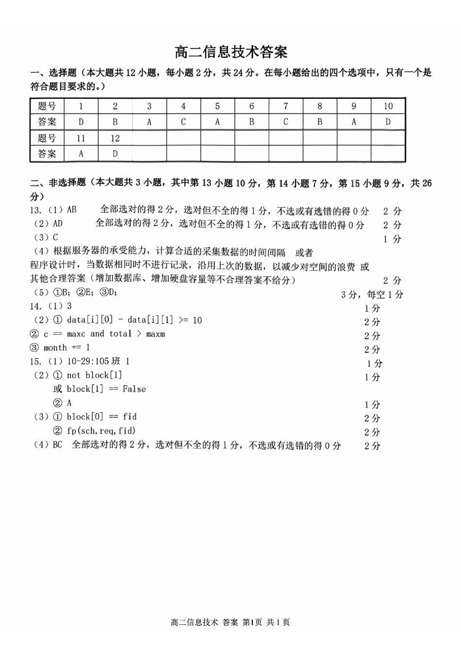 浙南名校联盟高二技术答案.pdf_第1页